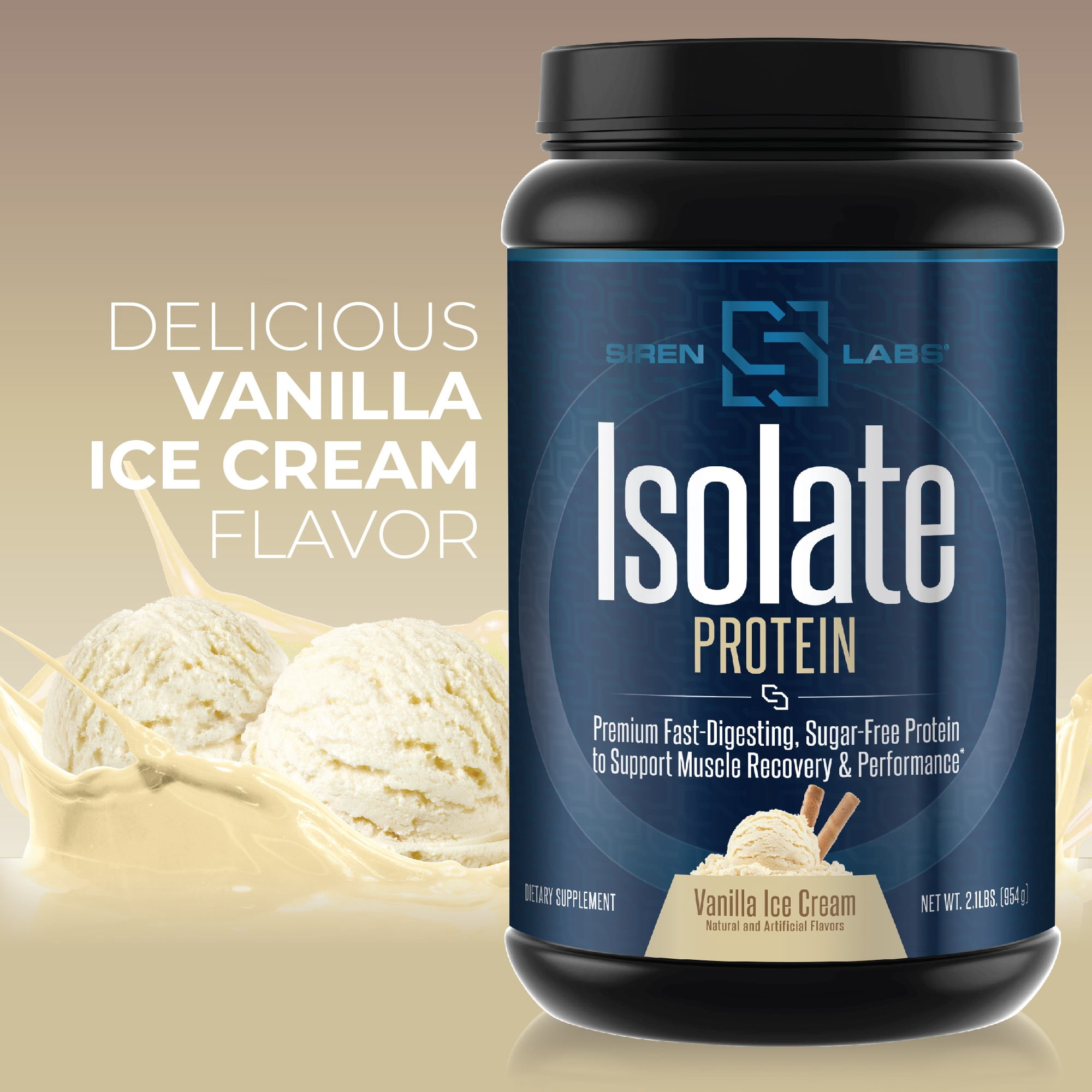 Siren Labs Isolate Premium Whey Protein Powder-Keto Friendly- Isolate and Hydrolysate with Amino Acids including Glutamine for Lean Muscle Growth and Recovery - Vanilla Ice Cream (30 Servings)