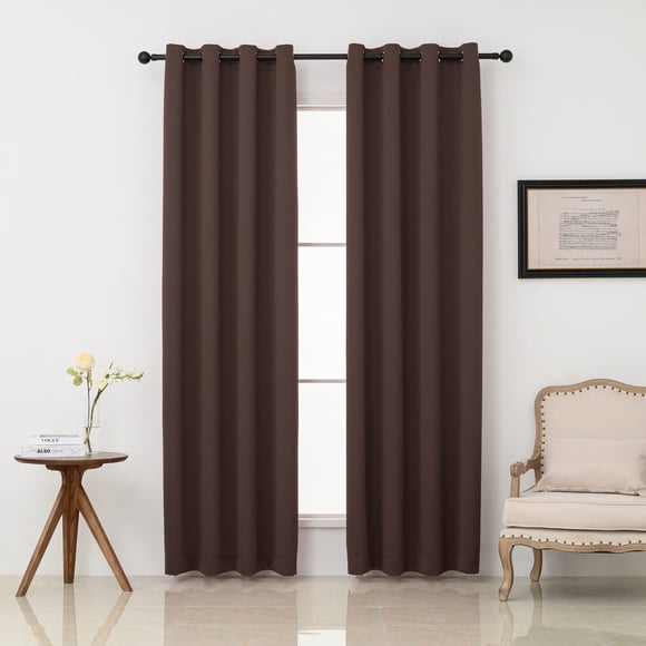 Cortinas opacas con ojales tipo Pickluc, 213 cm, 2 paneles, color chocolate