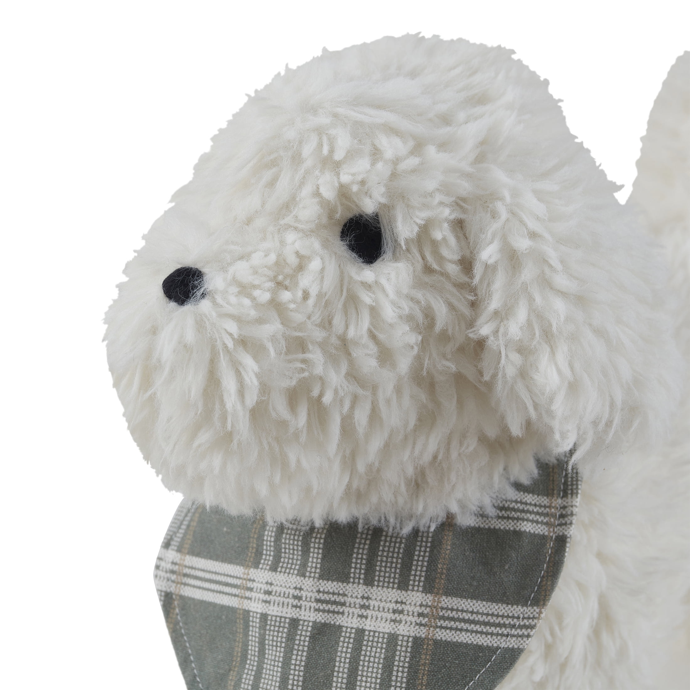 My Texas House 12" x 17" Bonnie Ivory Stuffed Faux Fur Toy Dog Decorative Pillow