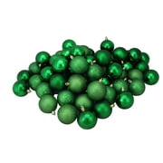 60CT de Noël en verts verts Ornements de balle de Noël à 4 finisses 2,5 "(60 mm)