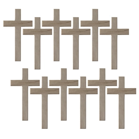 8” Unfinished Wood Cross by Make Market - Decorative Cross for Arts & Crafts - Church - Easter - Communion. Hanger Attached - Bulk 12 Pack