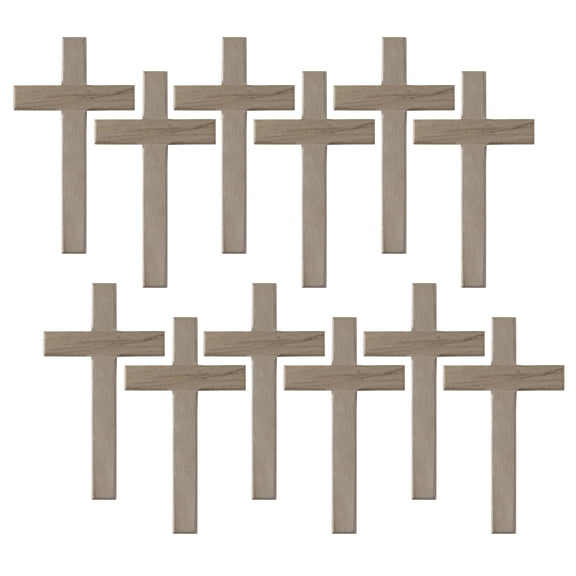 8” Unfinished Wood Cross by Make Market - Decorative Cross for Arts & Crafts - Church - Easter - Communion. Hanger Attached - Bulk 12 Pack