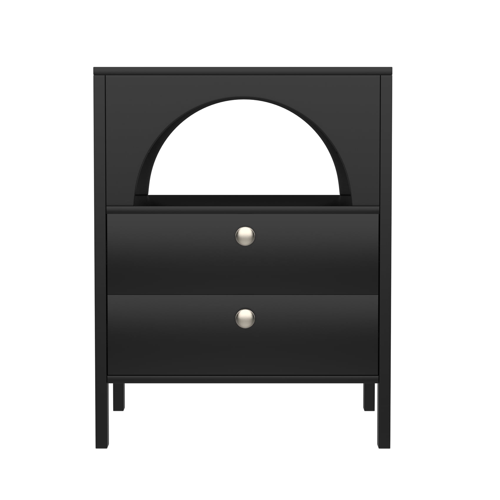 Algherohein Modern Nightstands Set of 2 with 2 Drawers,Bedside Table for Bedroom in Black,Adult