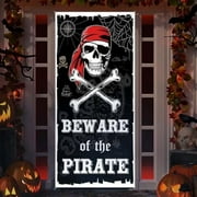 Pirate Door Cover Decorations for Halloween Pirate Themed Party Decor: Horror Skull Head Halloween Banner for Front Door - Scary Pirate Backdrop Hanging Door Decorations$$Electronics Accessories