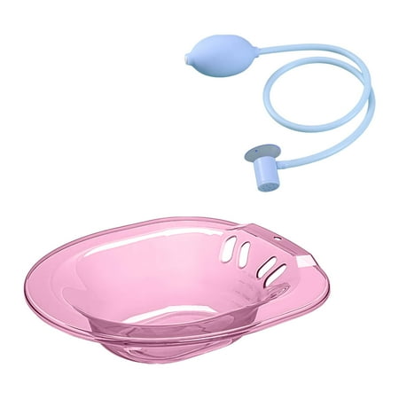 Folding Sitz Bath for Toilet Seat, 2000ml with Flusher Hip Basin Bidet Reusable Pink with Flusher