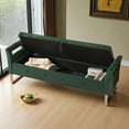 thumbnail image 6 of GZXS Green Velvet Storage Bench, 68" Upholstered Sofa Ottoman Bench with Armrests and Hidden Storage, Solid Wood Frame and Metal Legs, Easy Assembly, 6 of 7
