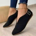 thumbnail image 6 of Mostsola Flats for Women Lightweight Loafers Pointed Toe V Cut Suede Dress Shoes Slip on Shoes, 6 of 8