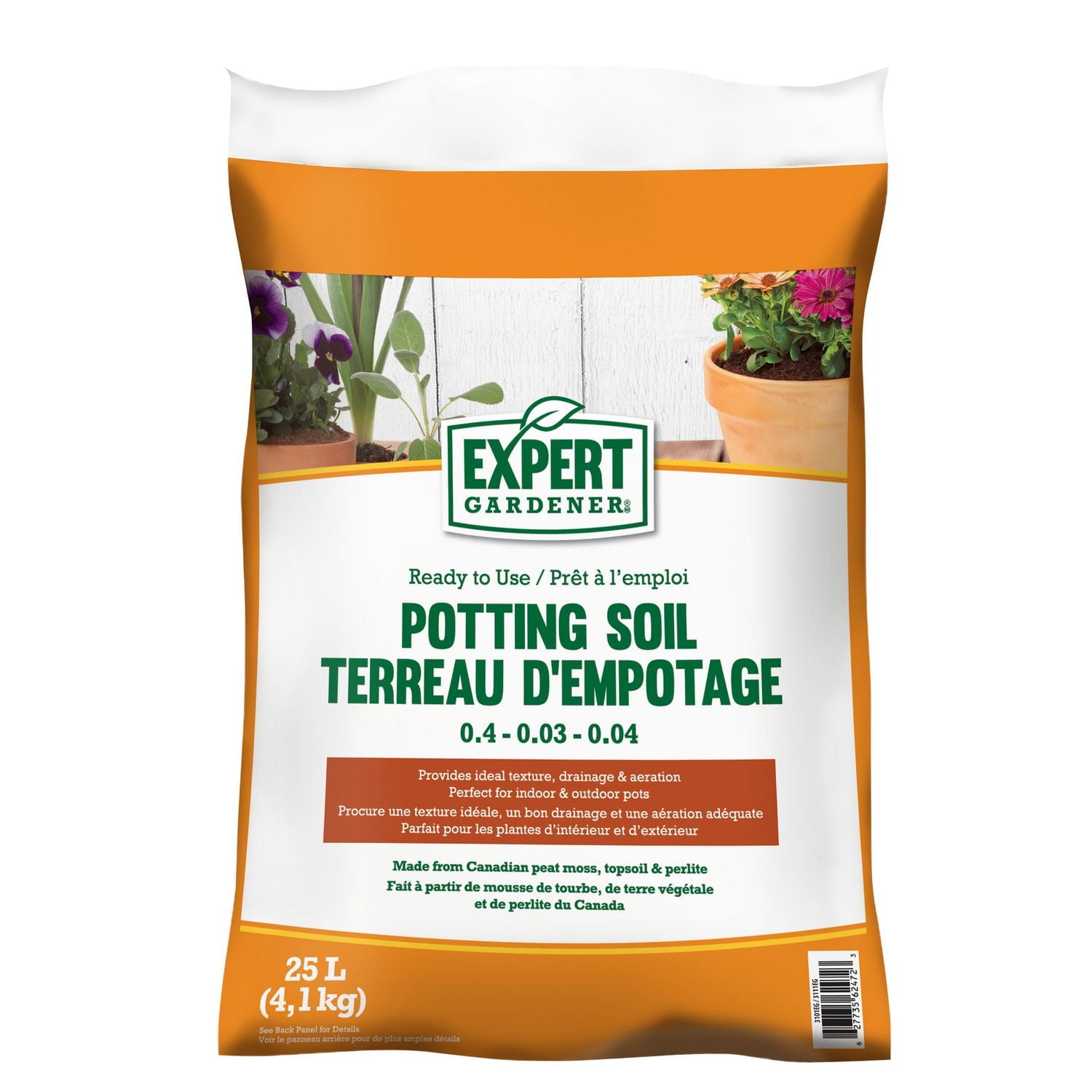 Expert Gardener Potting Soil, 25L Bag, Canadian Peat Moss, Topsoil ...