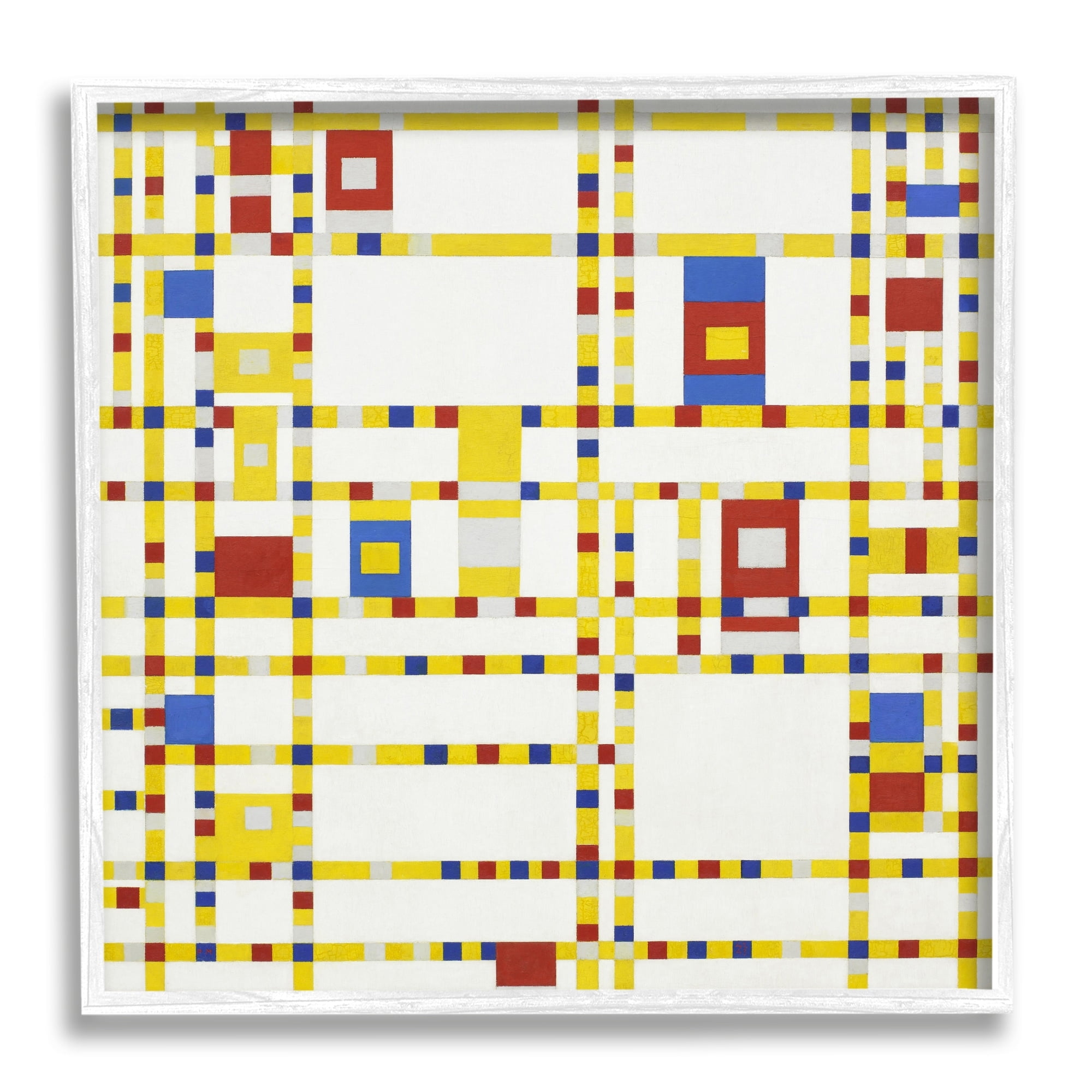 Stupell Industries Broadway Boogie Woogie Piet Mondrian Classic Abstract Painting Painting White Framed Art Print Wall Art, Design by one1000paintings