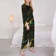 thumbnail image 3 of Lsque Green Marble Pattern Long Sleeve Pajama Set for Women - Soft 2-Piece Sleepwear and Loungewear Set with Pockets, Comfy Nightwear-Small, 3 of 7