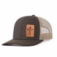 thumbnail image 2 of Vergiac Cross Letter Leather Patch Trucker Hat, Men Adjustable Breathable Mesh Baseball Cap for Outdoor Travel Daily Casual Outfits, 2 of 6