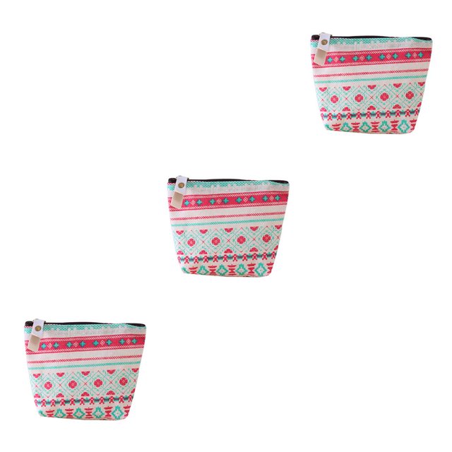 Thinsony Mini Women Purse Cartoon Holder Wallet Money Bag Key Card Wallet Zipper Bag folk-custom 3Set