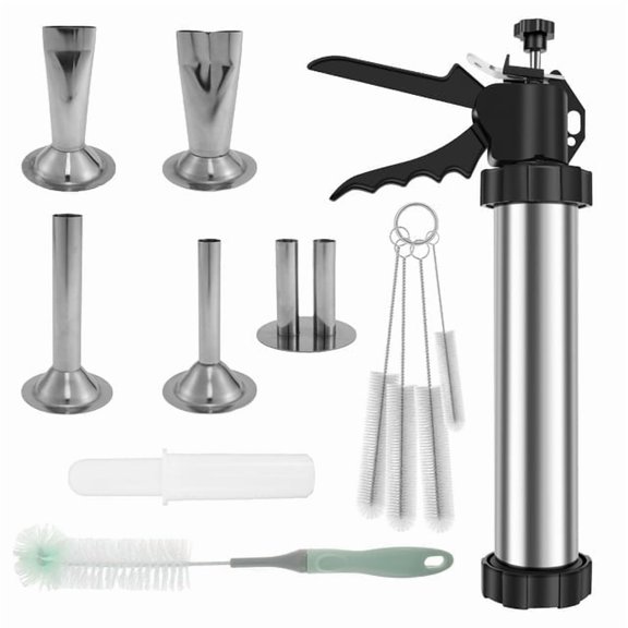 2.1 LB Professional Jerky Gun Kits,Sausage Stuffer,Stainless Steel Jerky Maker,Jerky Shooter,Beef Jerky Making Gun with 5 Nozzles,1 meat pusher and 5 Cleaning Brushes