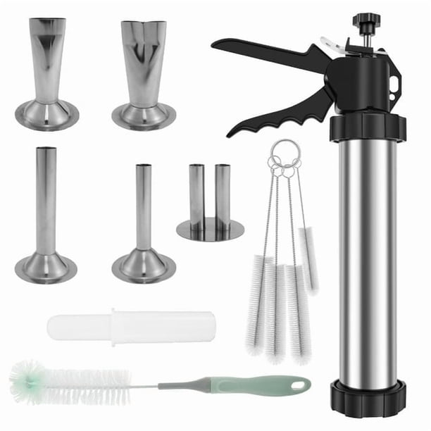 Kits de Pistola de Cecina Profesional de 2.1 LB, Relleno de Salchicha, Fabricante de Cecina de Acero Inoxidable, Tirador de Cecina, Pistola para Hacer Cecina de Res con 5 Boquillas, 1 Empujador de Ca
