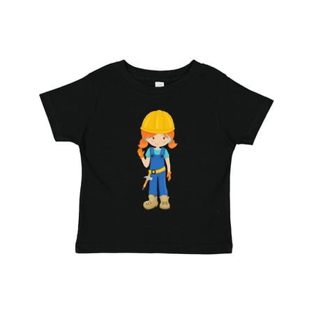 

Inktastic Construction Girl Orange Hair Cute Girl Hammer Gift Toddler Toddler Girl T-Shirt