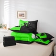 thumbnail image 6 of jejeloiu Black Cat Kitten 7pcs Bedding Comforter Set,Pet Animal Lover Queen Bedding Sets,Green Black Queen Sheet Sets For Men Women,Microfiber Bedroom Decor Reversible, 6 of 8