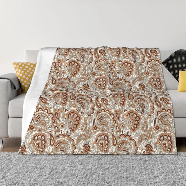 Fotbe Indian Paisley1 Manta de Franela con Estampado, Manta Ultrasuave para Cama, Sofá, Auto, Hipoalergénica y Antibolitas-60"x50"