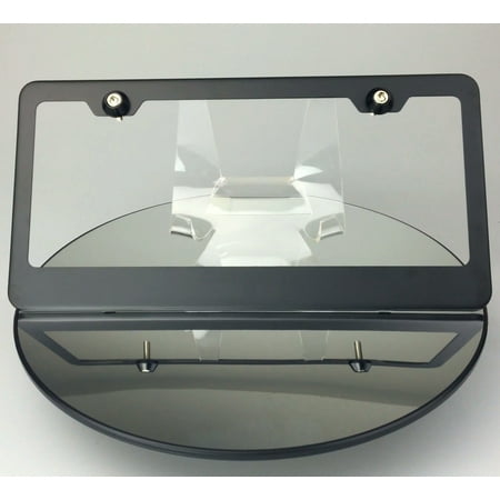 Matte Black Powder Regular Style Powder Coated Matte Black Stainless Steel License Plate Frame with Aluminum Screw Cap ()
