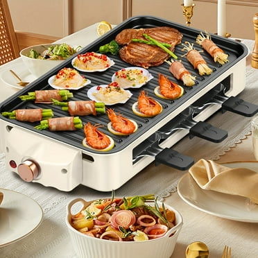 Indoor Electric Grill, 2-in-1 Indoor Grill With Grill Mesh And Non Stick Cooking Detachable Plate, Temperature Control, Dishwasher Safety, 1500W Smoke-free Grill