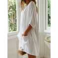 thumbnail image 3 of Charmo Beach Swimsuit for Womens Short Sleeve Cover ups  Button  Down Swim Shirts, 3 of 5