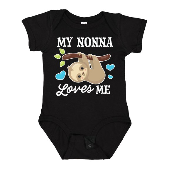 Inktastic My Nonna Loves Me with Sloth and Hearts Boys or Girls Baby Bodysuit