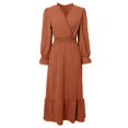 thumbnail image 3 of WILLBEST Robes Florales d'Automne pour Femmes Automne 2024 Manches Longues Col en V à Pois Robe Longue Boho Taille Haute Robe à Volants, 3 of 4