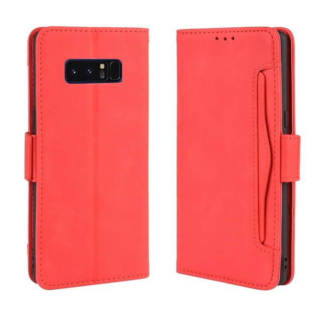 Étui pour Samsung Galaxy Note 8, Housse Réglable Détachable, Porte-Cartes, Fermeture Magnétique, Étui Portefeuille en Cuir - Rouge