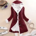 thumbnail image 2 of Outfmvch Sweaters For Women Cardigan Sweaters For Women Women Casual Knit Button Long Sleeve Thick Warm Hooded Cardigan Coat Womens Sweaters Wine 3Xl, 2 of 9