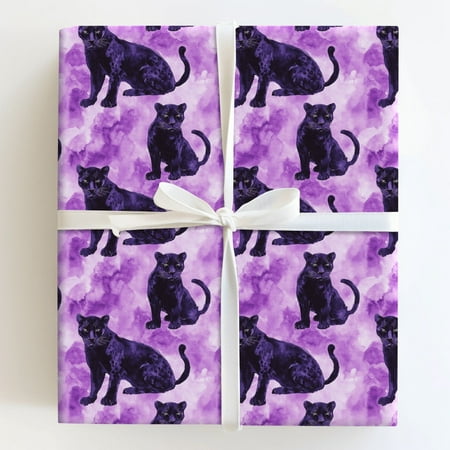 Black Panther Purple Watercolor Pattern Gift Wrapping Paper