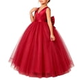 thumbnail image 2 of Red Girls Floral Homecoming Dresses for Girl Faux Satin Wedding Guest Formal Date Night Evening Birthday Bow Tie Goddess Mesh 2026 12 Years, 2 of 9