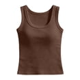 thumbnail image 7 of MDUKONU Summer Womens Tank Tops 2026 Square Neck Fitted Sleeveless Shirts for Women Ribbed Basic Top Size: XL/2 Coffee, 7 of 7