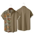 thumbnail image 4 of IROINNID Christmas Funny T-Shirt for Men Snowflake Print Hawaiian Tops Xmas Vacation Holiday Gift Button Up Shirt,Brown, 4 of 7