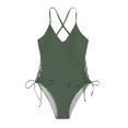thumbnail image 4 of Uaswgudfs Women's Form-Fitting One-Piece Swimsuit with Crossover Strap Details and Unique Side Cutouts for a Stylish Beach or Pool Day Army Green L, 4 of 6