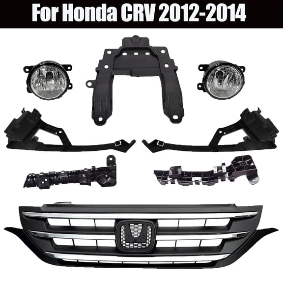 9PCS For Honda CRV 2012-2014 Front Chrome Grille Fog light Kit Headlight Bracket
