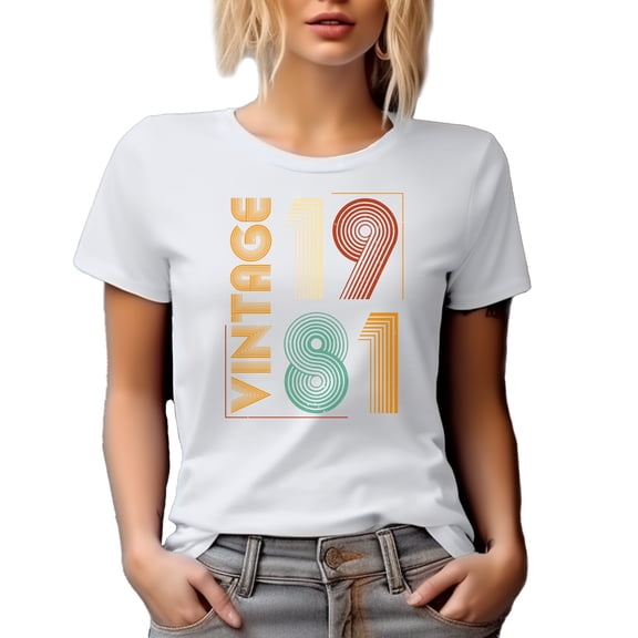 Vintage 1981, Mom or Dad's Birthday, 80s B-day Celebrant, White T-Shirt, Small