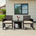 thumbnail image 7 of 3 Pieces Patio Rattan Chair Sets, Outdoor Bistro Set, PE Wicker Patio Furniture Sets, Front Porch Furniture Chairs Set with Glass Coffee Table for Backyard Deck Poolsid Garden, JA1970, 7 of 7