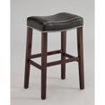 thumbnail image 1 of Polyurethane Upholstered Wooden Bar Stool, Set Of Two, Black and Brown, 1 of 1