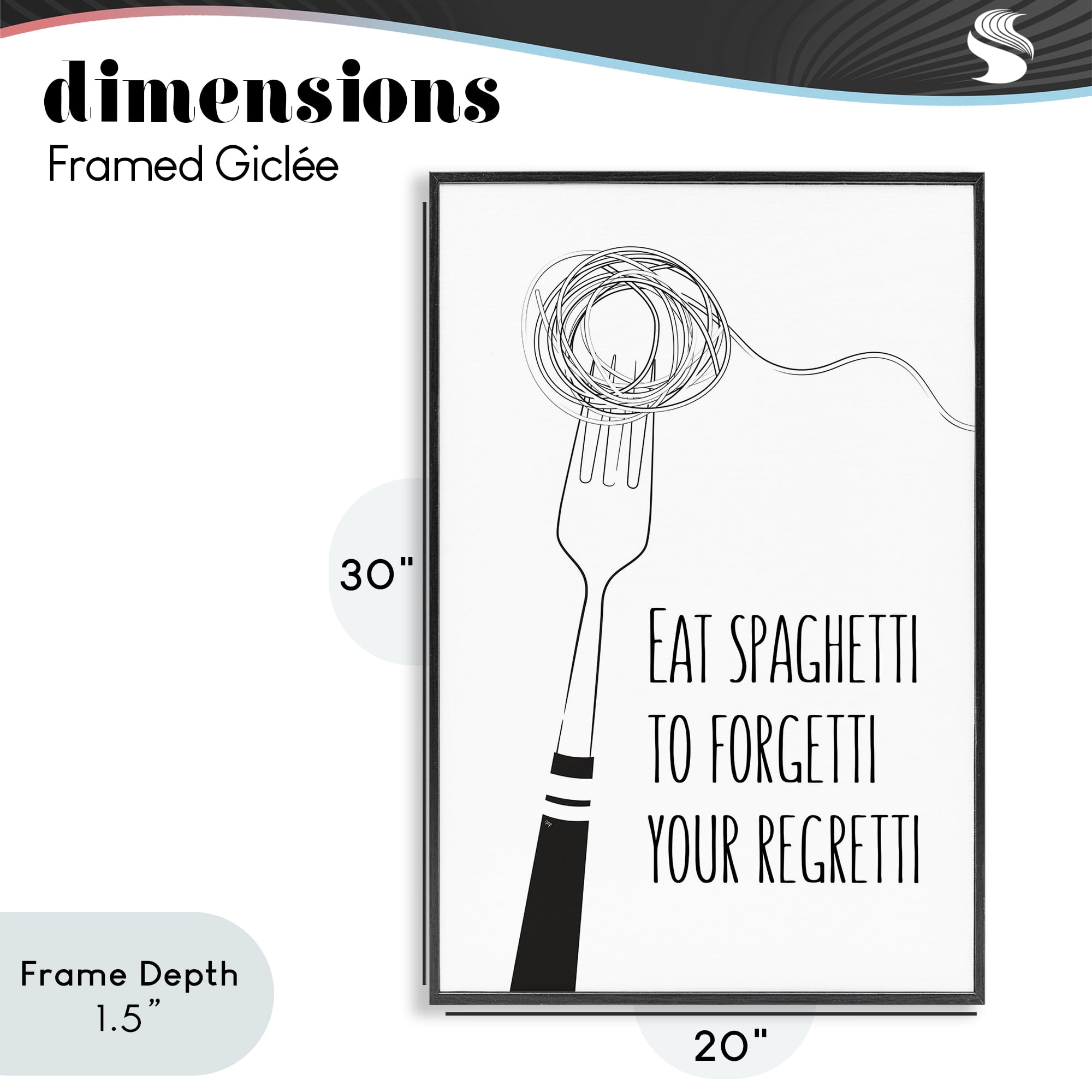 Stupell Industries Funny Spaghetti Sass Black Framed Giclee Art, design by Martina Pavlova