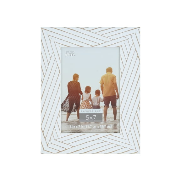 Expressions 5" x 7" White with Brown Lines Frame by Studio Decor
