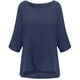 thumbnail image 3 of Fiudx Ofertas Relámpago Camiseta Holgada de Manga 3/4 con Cuello Redondo Liso a La Moda para Mujer, 3 of 3