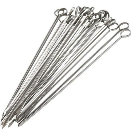 

12 inch BBQ Skewers Set of 24 Used for Barbecuing Meat Poultry Seafood Vegetables Cheese Fruit Stainless Steel Barbeque Accessories