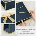 thumbnail image 3 of Bolsas de regalo Silkfly Thank You de 12 x 10 x 4 pulgadas con asa, 12 unidades, azul marino, 3 of 6