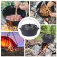 thumbnail image 6 of 8 Quart Cast Iron Dutch Oven with Lid and Iron Pot Rack, Outdoor Camping Pot for Cooking BBQ Baking Campfire 【Versatile Lid Doubles as Skillet/Griddle】The ingenious lid with sturdy legs transforms i, 6 of 9