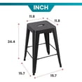 thumbnail image 3 of 24 Inch Metal Bar Stools - Set of 4 Stackable Backless Counter & Dining Chairs for Indoor Outdoor,Black, 3 of 14