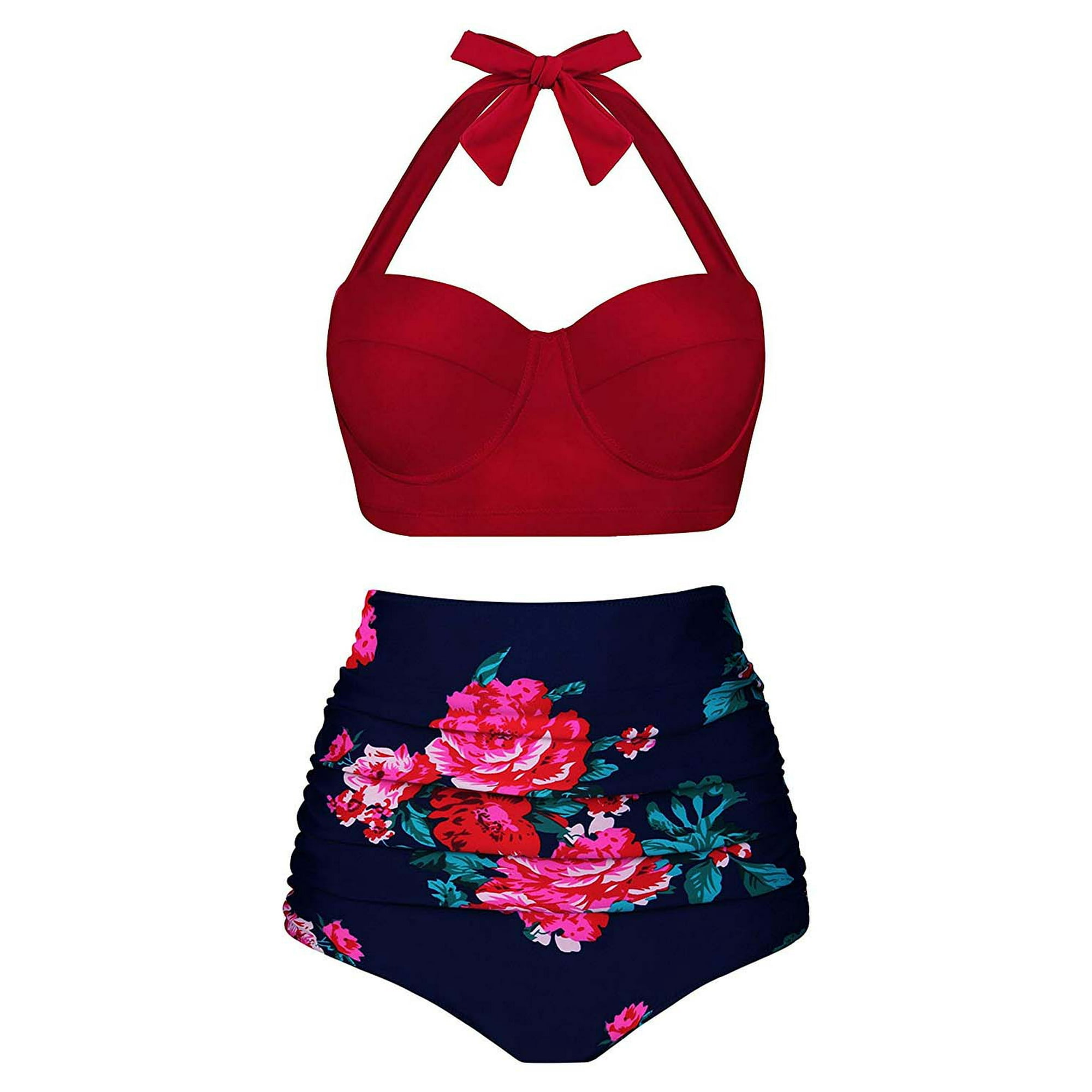 High Waisted Floral Bikini Tribal Ladies Plus Size Swimwear 4XL