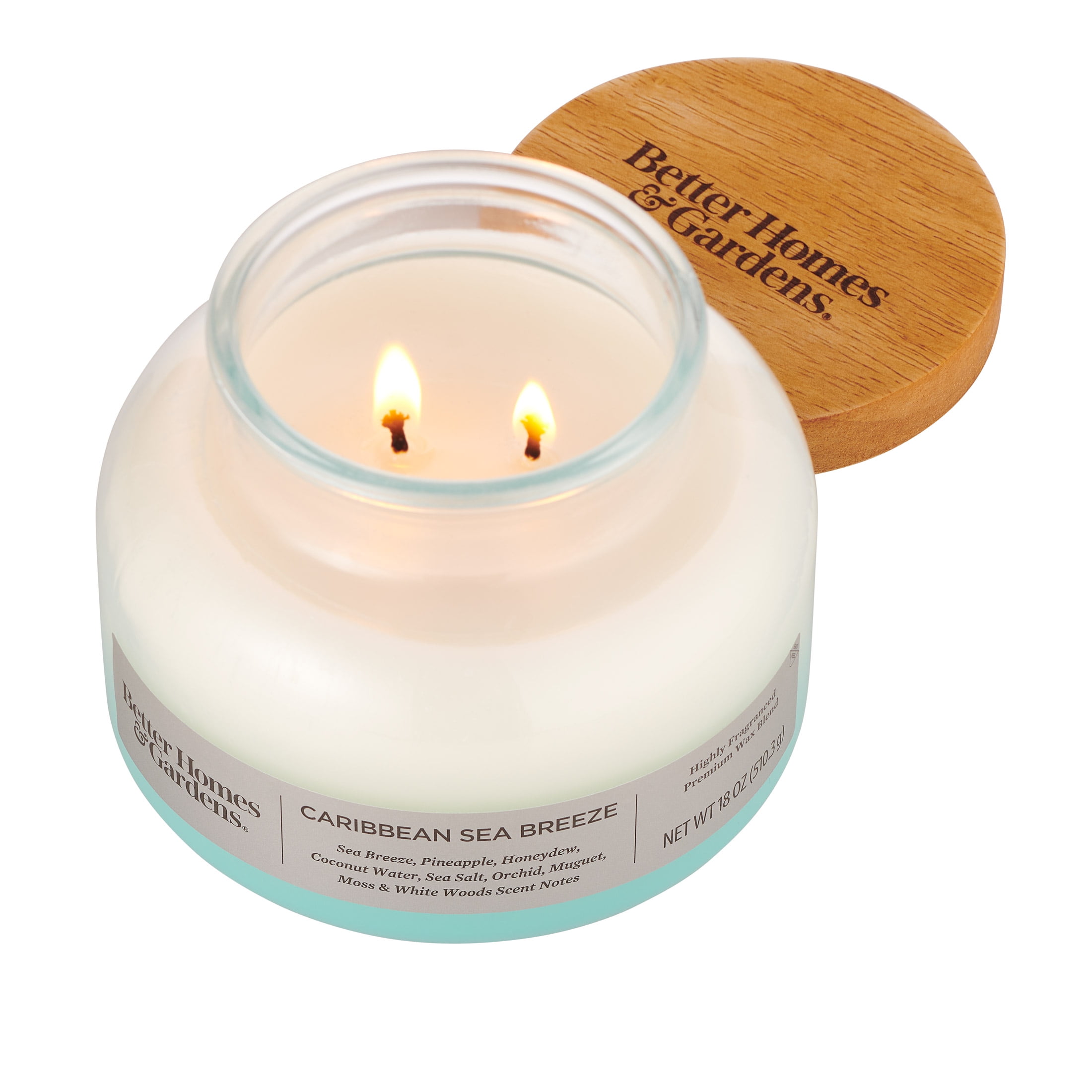 (2 pack) Better Homes & Gardens Caribbean Sea Breeze Scented 2-Wick 18oz Ombre Bell Jar Candle