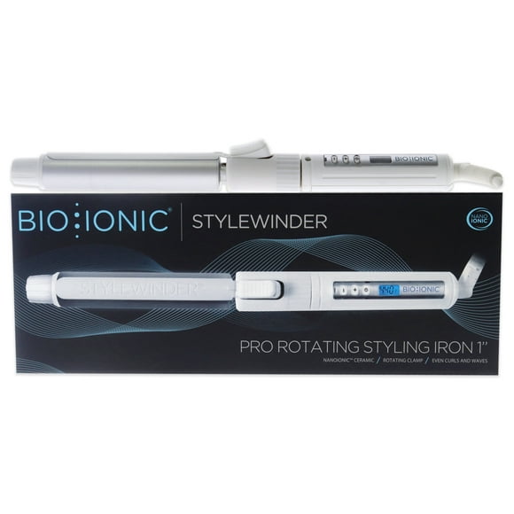 Plancha de pelo giratoria StyleWinder Pro de Bio Ionic para mujer, color blanco, 1 pulgada Bio Ionic Bio Ionic Plancha alisadora 1 Inch