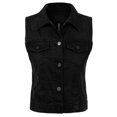 thumbnail image 2 of Made by Olivia Women's Sleeveless Button up Jean Denim Jacket Vest Distressed Black 2XL, 2 of 5