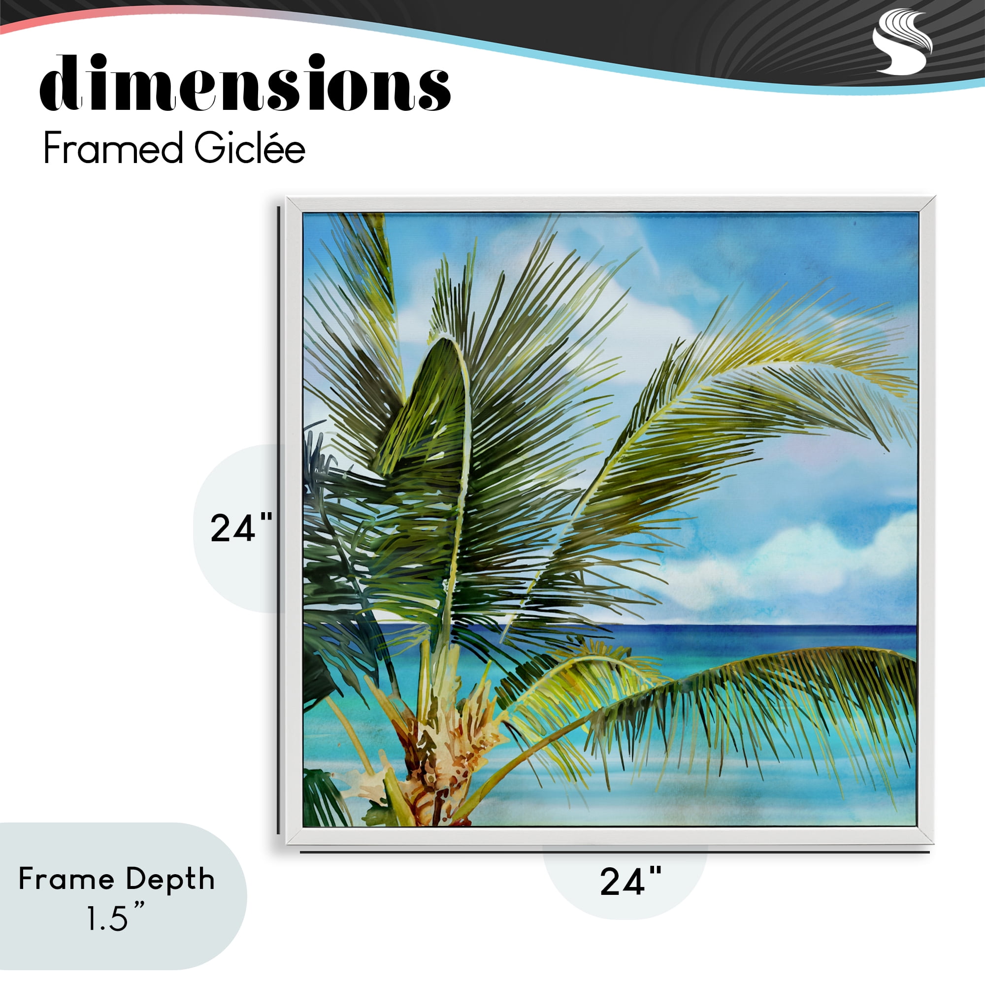 Stupell Industries Lush Palm Watercolor View White Framed Giclee Art, design by Mauro Devereaux