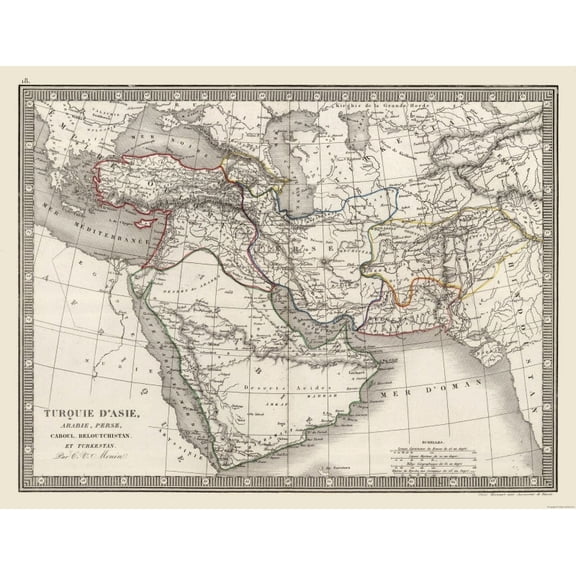Historic Map - Middle East - Monin 1839 - Vintage Wall Art